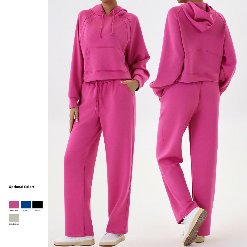 ชุดออกกำลังกายแบบสองชิ้นมีฮู้ด