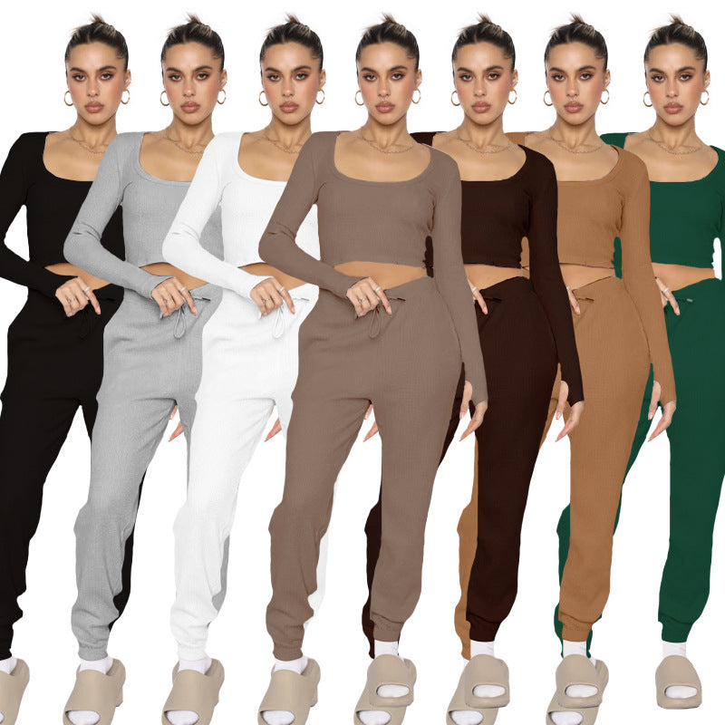 211278U ชุดสูทกางเกงลำลองแขนยาวคอปกสองชิ้น ดีไซน์ทันสมัย มีให้เลือก 6 สี