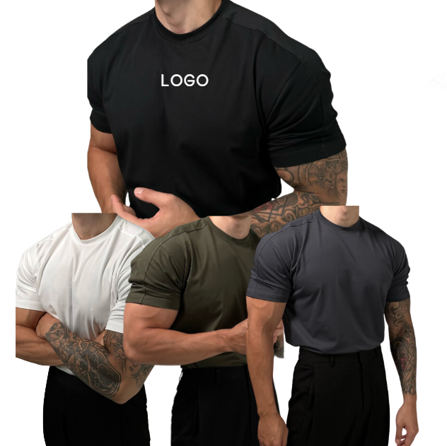 เสื้อยืดแขนสั้นผู้ชายสไตล์อเมริกันเรโทร ทำจากผ้าฝ้าย 100% น้ำหนัก 230 กรัม
