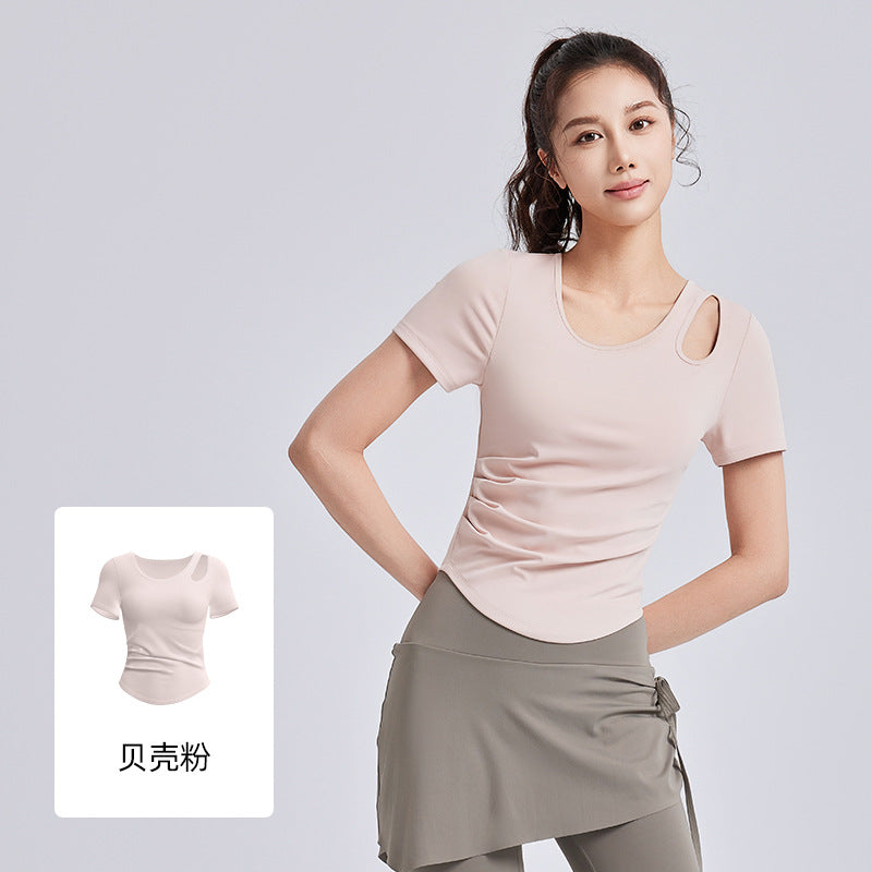 ชุดออกกำลังกายสำหรับผู้หญิงไซส์ใหญ่ สีเนื้อ นู้ด แบบเอสูง ทรงโยคะ