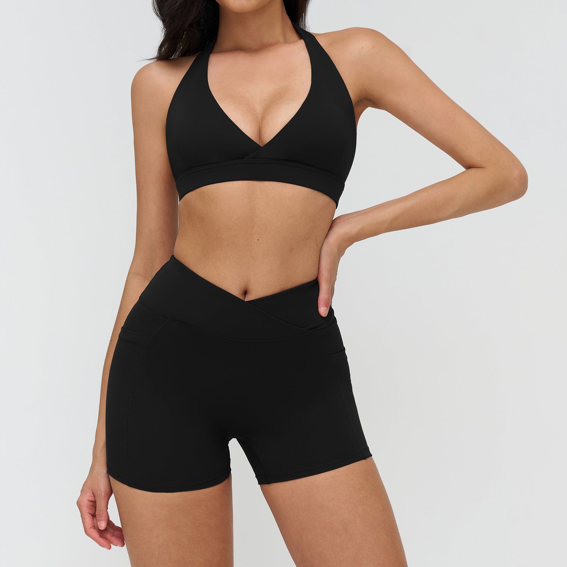 ชุดโยคะ ชุดสำหรับกิจกรรมกลางแจ้ง ชุดวิ่ง ชุดออกกำลังกาย บรา + กางเกงขาสั้น 4518