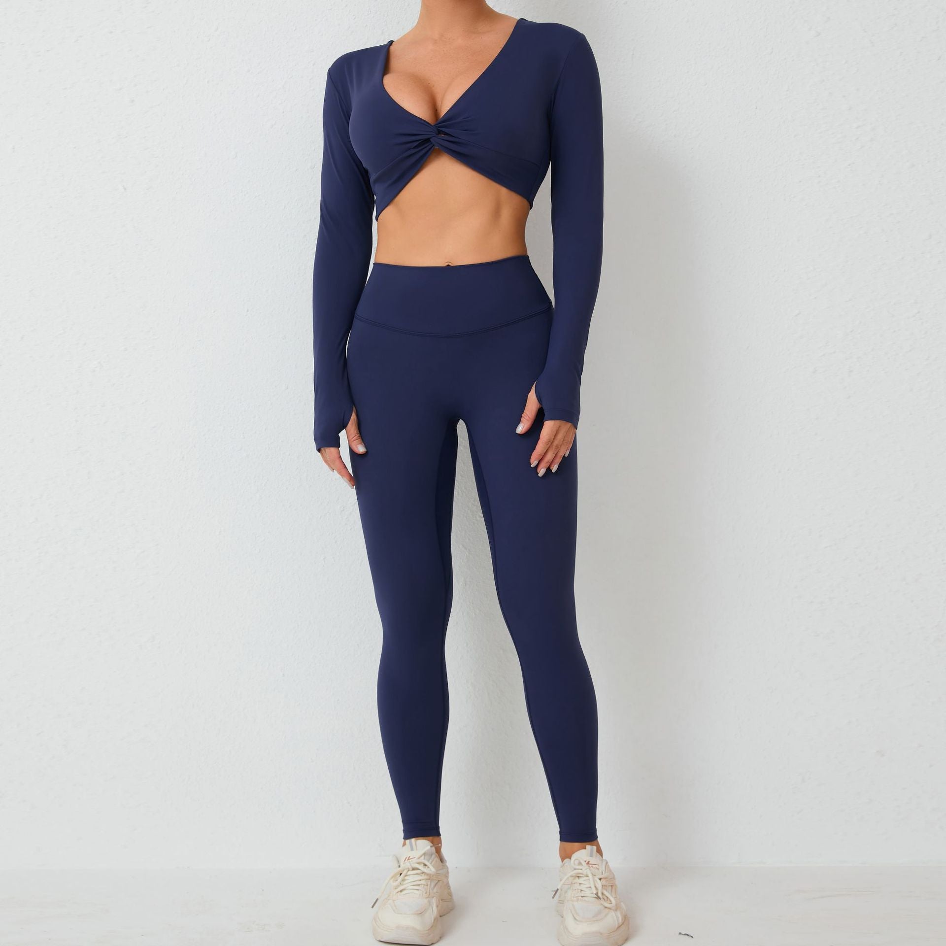 ชุดโยคะแขนยาวแบบเซ็กซี่สำหรับใส่ด้านนอกแบบรัดรูป มี 4 สีให้เลือก