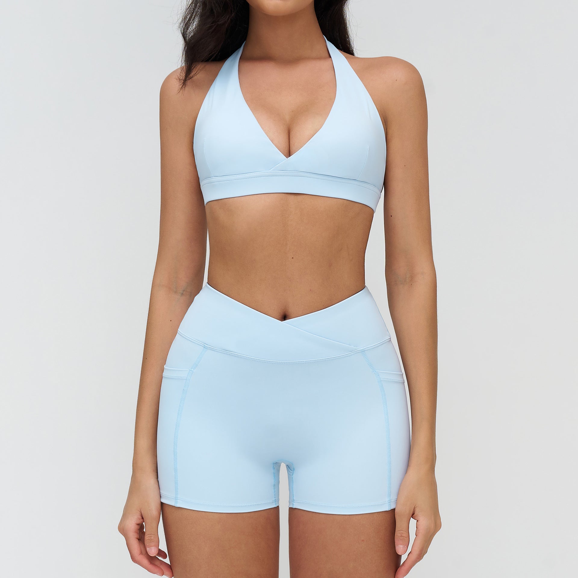 ชุดโยคะ ชุดสำหรับกิจกรรมกลางแจ้ง ชุดวิ่ง ชุดออกกำลังกาย บรา + กางเกงขาสั้น 4518