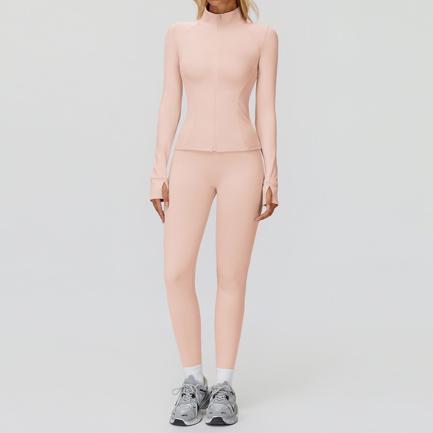 เซ็ตผ้าฟลีซกันลมและให้ความอบอุ่นสำหรับฤดูใบไม้ร่วงและฤดูหนาว พร้อมซิป เหมาะสำหรับวิ่งและออกกำลังกายกลางแจ้ง รหัส 5502