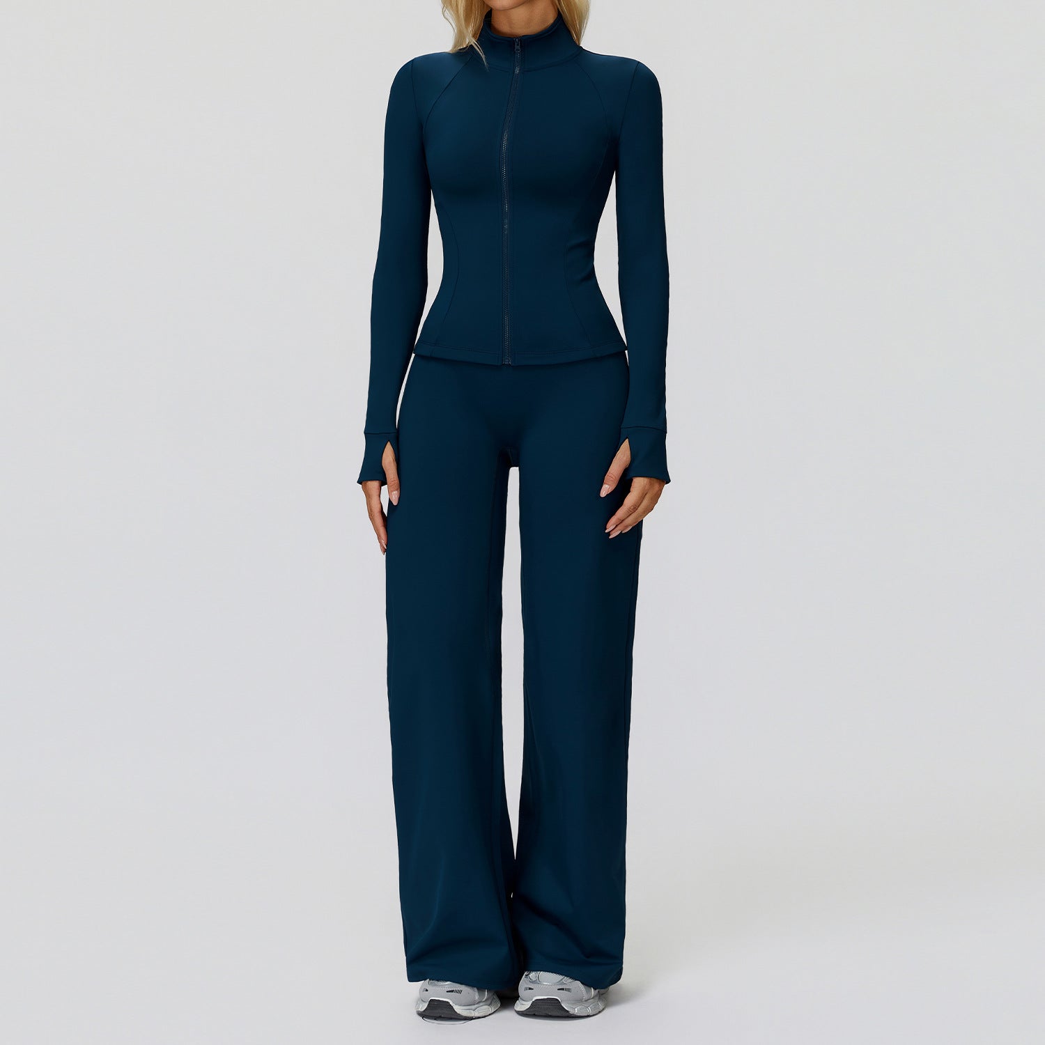 เซ็ตผ้าฟลีซกันลมและให้ความอบอุ่นสำหรับฤดูใบไม้ร่วงและฤดูหนาว พร้อมซิป เหมาะสำหรับวิ่งและออกกำลังกายกลางแจ้ง รหัส 5502