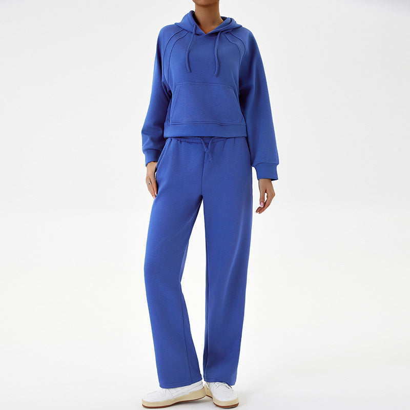 ชุดออกกำลังกายแบบสองชิ้นมีฮู้ด