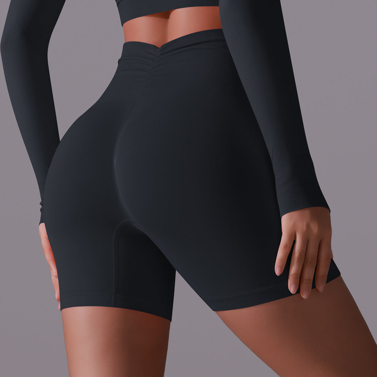 กางเกงโยคะขาสั้นไร้ตะเข็บ เอวสูง ทรงเข้ารูป ราคาประหยัด สีพีช มีให้เลือก 10 สี