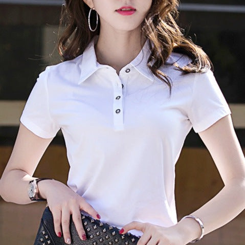 เสื้อยืดแขนสั้น เสื้อโปโลแฟชั่นเรียบง่าย