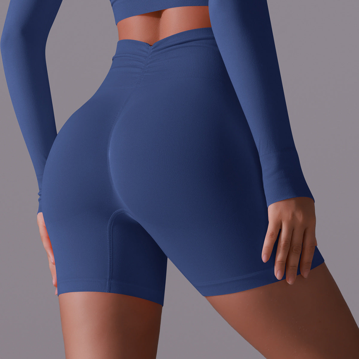 กางเกงโยคะขาสั้นไร้ตะเข็บ เอวสูง ทรงเข้ารูป ราคาประหยัด สีพีช มีให้เลือก 10 สี