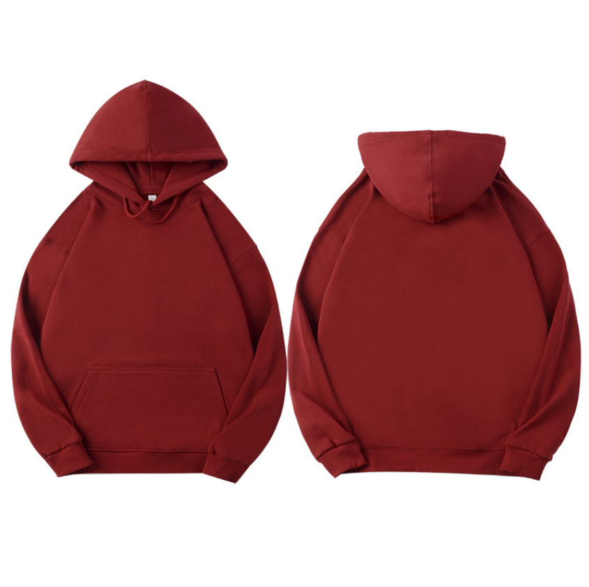 เสื้อฮู้ดผ้าฝ้ายหวีคุณภาพสูง สีพื้นเรียบ สำหรับทั้งชายและหญิง พร้อมโลโก้สั่งทำได้ 14 สี