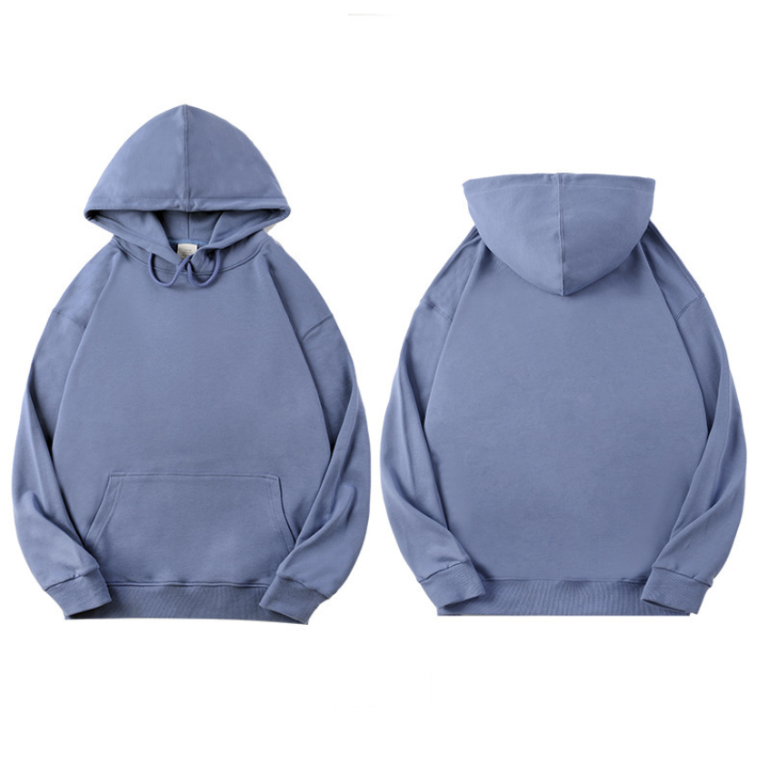 เสื้อฮู้ดผ้าฝ้ายหวีคุณภาพสูง สีพื้นเรียบ สำหรับทั้งชายและหญิง พร้อมโลโก้สั่งทำได้ 14 สี