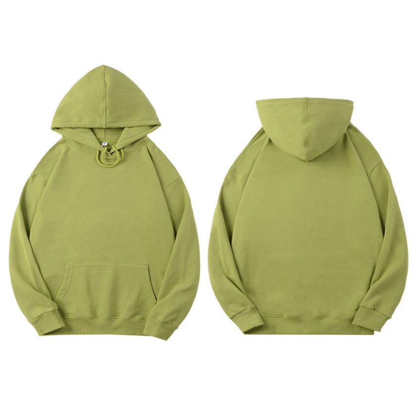 เสื้อฮู้ดผ้าฝ้ายหวีคุณภาพสูง สีพื้นเรียบ สำหรับทั้งชายและหญิง พร้อมโลโก้สั่งทำได้ 14 สี