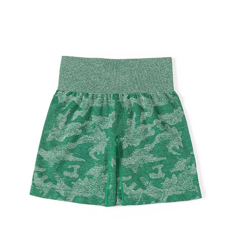 กางเกงขาสั้นโยคะลายพราง ยืดหยุ่น แห้งเร็ว ระบายอากาศได้ดี มีให้เลือก 13 สี