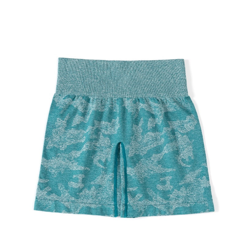 กางเกงขาสั้นโยคะลายพราง ยืดหยุ่น แห้งเร็ว ระบายอากาศได้ดี มีให้เลือก 13 สี