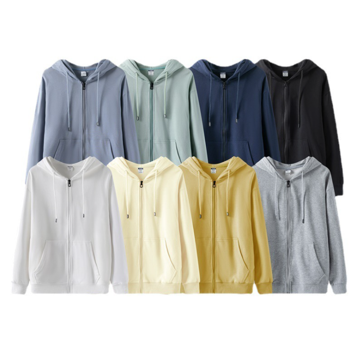 เสื้อฮู้ดมีซิปผ้าฝ้ายคุณภาพสูงไซส์ใหญ่พิเศษ unisex มีให้เลือก 8 สี