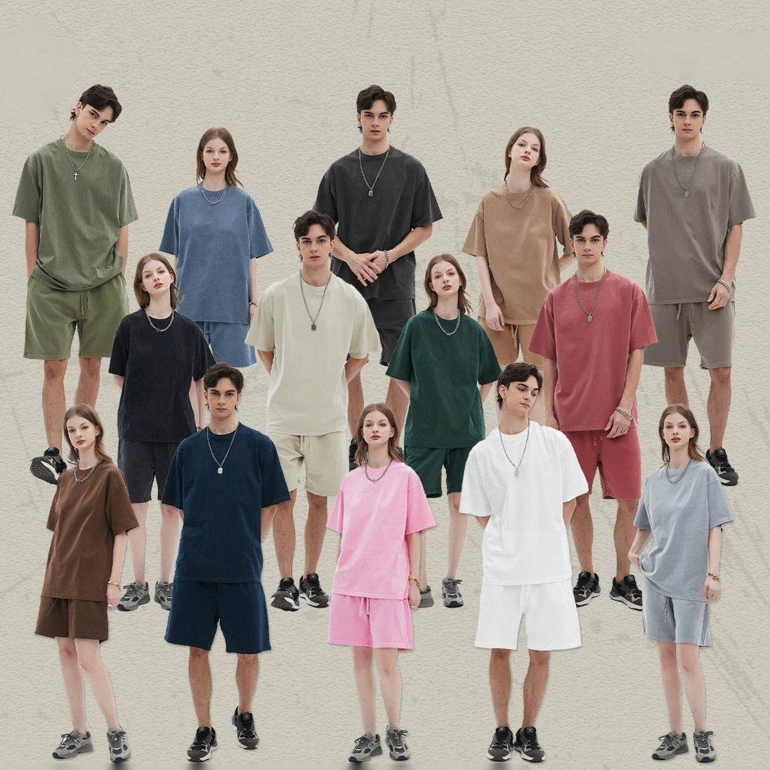 เสื้อยืดแขนสั้นทรงโอเวอร์ไซส์ ผ้าฝ้าย 100% เนื้อหนา ซักน้ำได้เพื่อให้ได้ขอบที่ดูเก่าแบบวินเทจ มีให้เลือก 13 สี