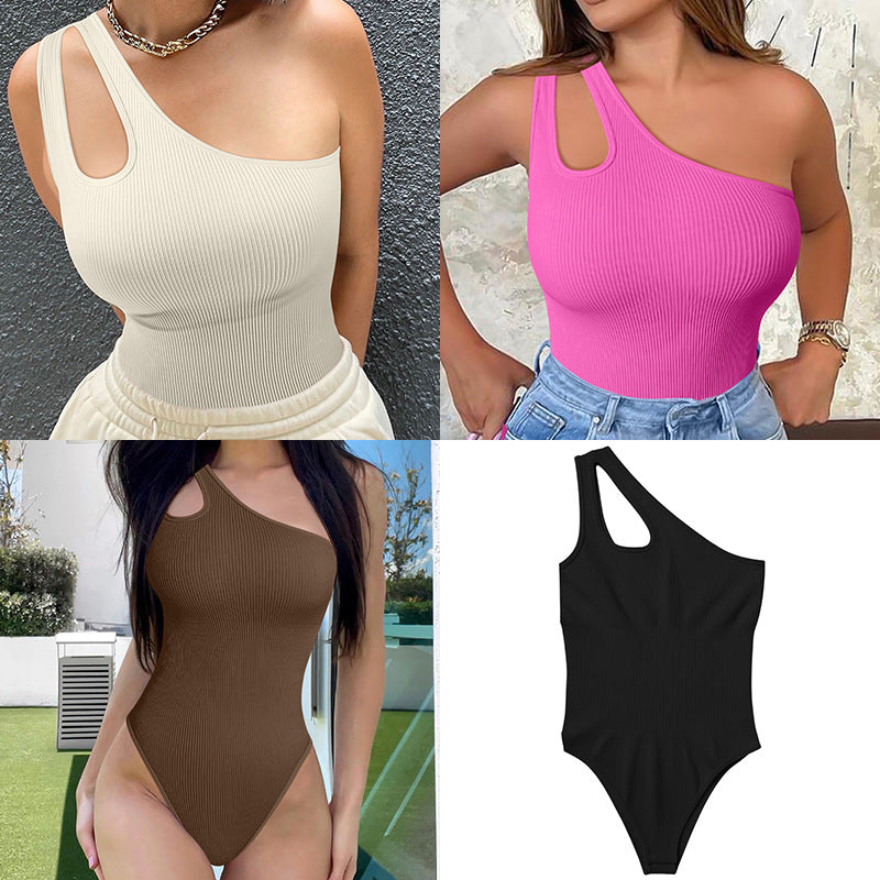 บอดี้สูทกระชับสัดส่วนสำหรับเล่นกีฬา ดีไซน์ทันสมัย ​​มีช่องเว้า เหมาะสำหรับโยคะและฟิตเนส มี 4 สีให้เลือก 