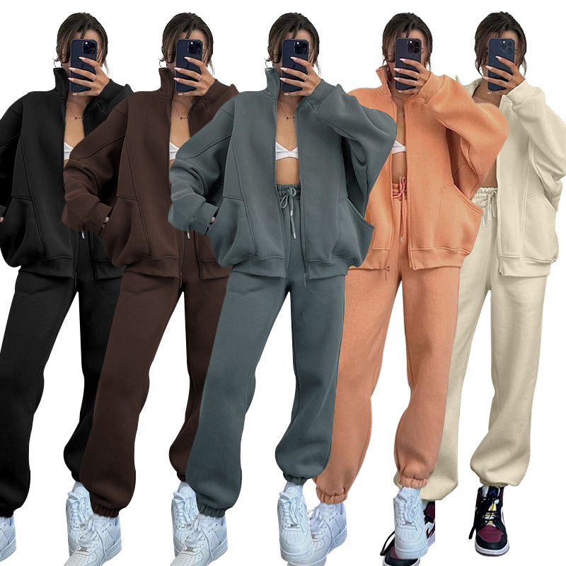 211340 ชุดสูทกางเกงคาร์ดิแกนแขนยาวคอตั้งสีพื้น 5 สี