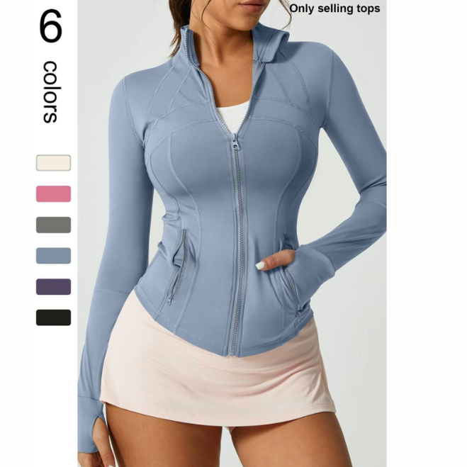 เสื้อแจ็คเก็ตสำหรับวิ่ง ปั่นจักรยาน ออกกำลังกาย โยคะ ระบายอากาศได้ดี มีกระเป๋า