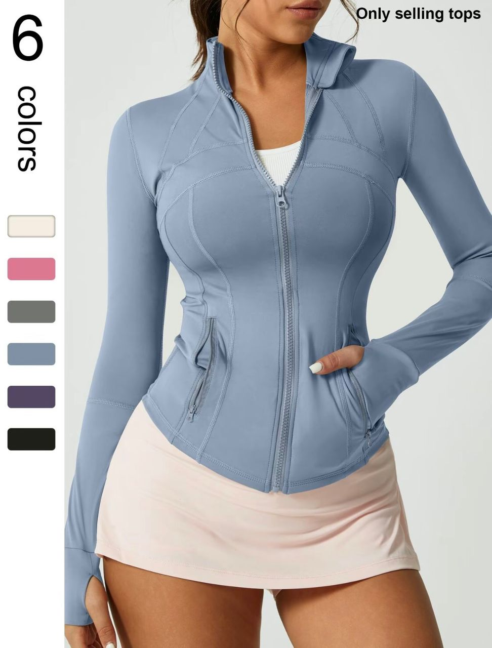 เสื้อแจ็คเก็ตสำหรับวิ่ง ปั่นจักรยาน ออกกำลังกาย โยคะ ระบายอากาศได้ดี มีกระเป๋า