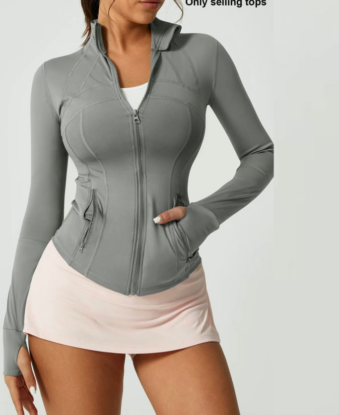 เสื้อแจ็คเก็ตสำหรับวิ่ง ปั่นจักรยาน ออกกำลังกาย โยคะ ระบายอากาศได้ดี มีกระเป๋า