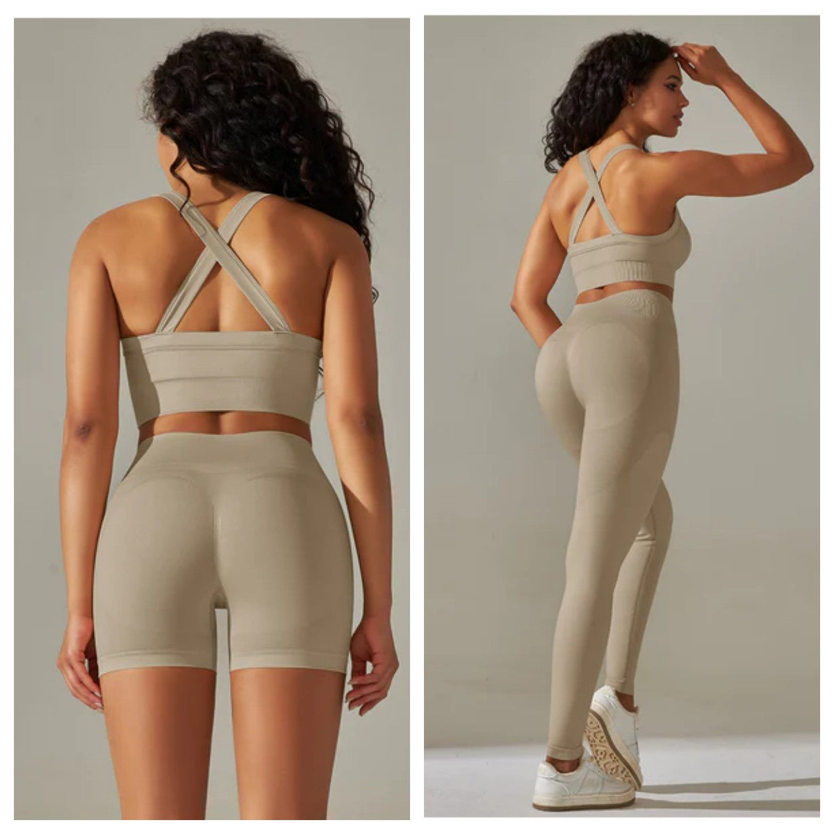 ชุดเสื้อและกางเกงกีฬาแบบไร้ตะเข็บสวยงาม 2 ชิ้น สำหรับวิ่ง ออกกำลังกาย โยคะ มีให้เลือก 14 สี
