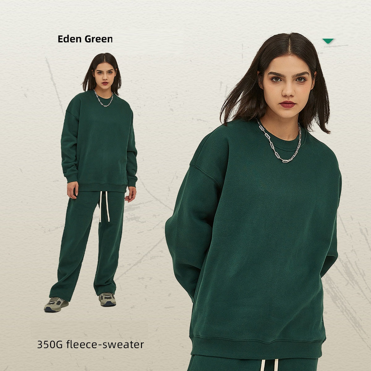 เสื้อฮู้ดคอกลมทรงหลวมผ้าฟลีซหนา 350 กรัม สำหรับฤดูใบไม้ร่วงและฤดูหนาว มีให้เลือก 12 สี