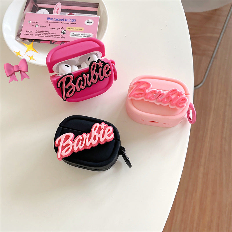 เคสหูฟังบลูทูธไร้สายสำหรับ iPhone ลายตัวอักษรบาร์บี้