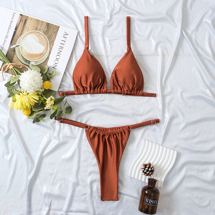 ชุดว่ายน้ำบิกินี่ผ้าสองชั้นแฟชั่น รุ่น 3018 มีให้เลือก 5 สี