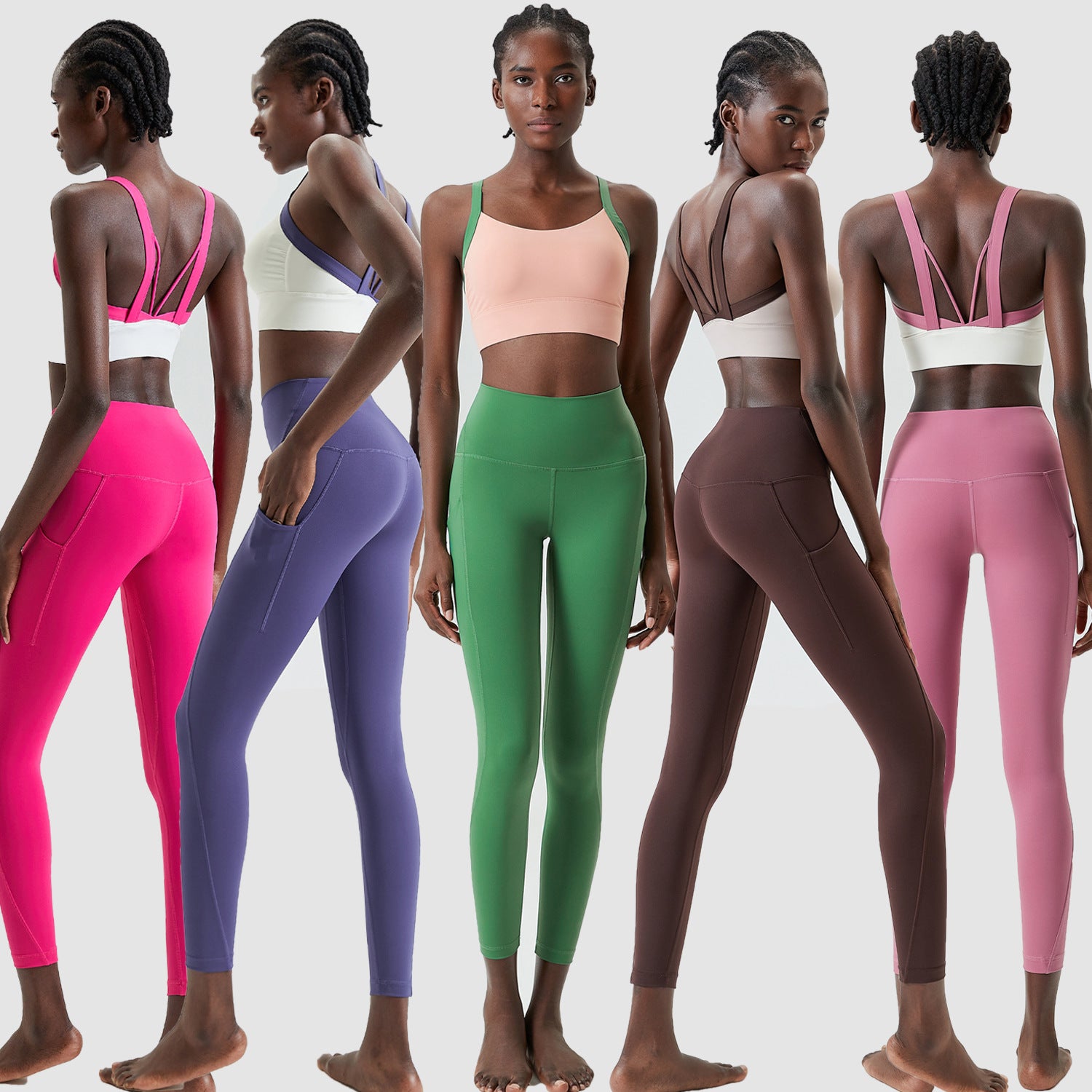ชุดโยคะไซส์ใหญ่ ชุดออกกำลังกายสองชิ้นเข้ารูป 7 สี