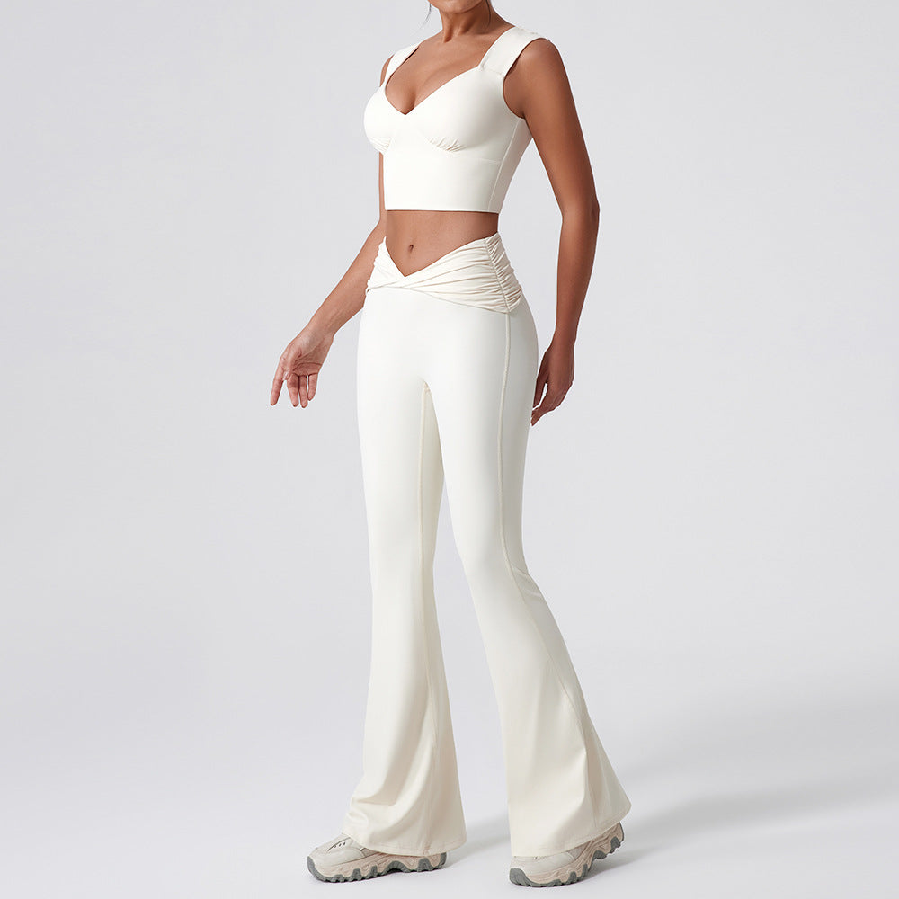 ชุดโยคะเสื้อกั๊กเข้ารูปใหม่ แห้งเร็ว ทรงเอวสูงแบบบิดเกลียว บานออกเล็กน้อย เหมาะสำหรับใส่ลำลองและออกกำลังกายได้หลากหลายโอกาส