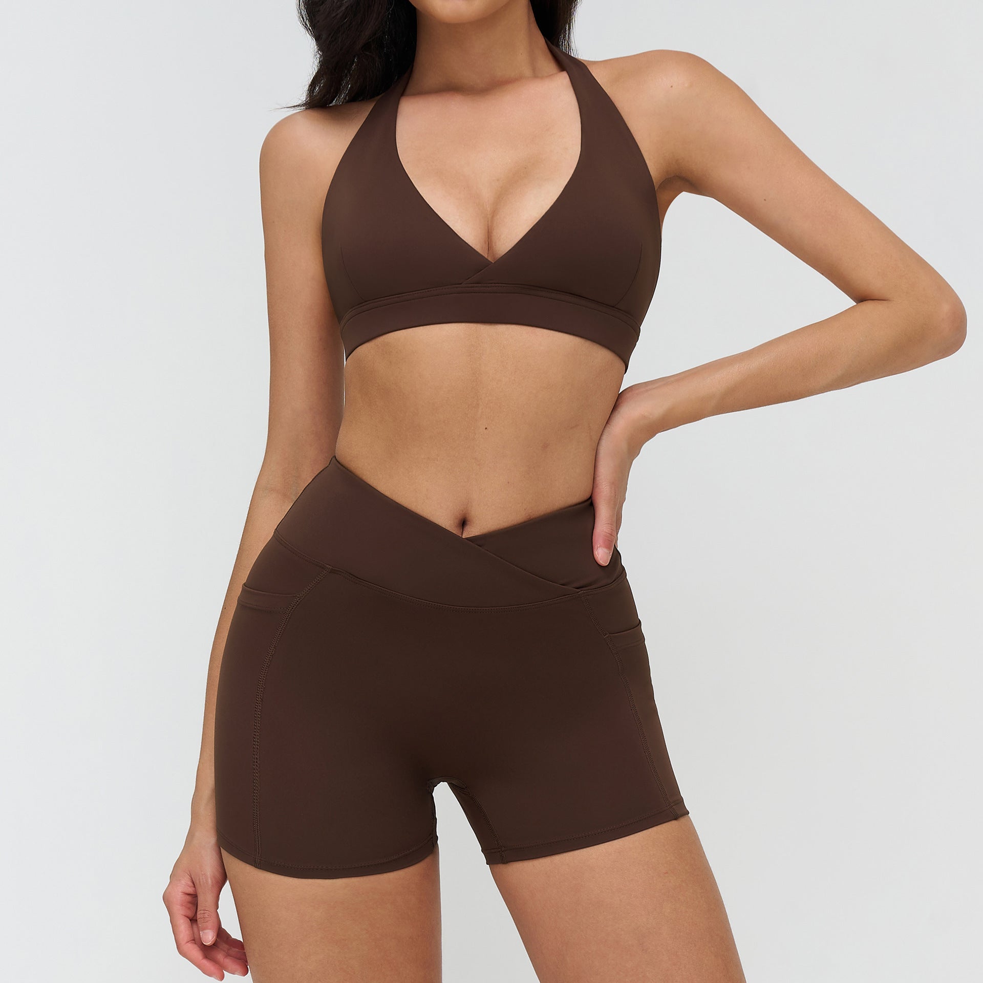 ชุดโยคะ ชุดสำหรับกิจกรรมกลางแจ้ง ชุดวิ่ง ชุดออกกำลังกาย บรา + กางเกงขาสั้น 4518