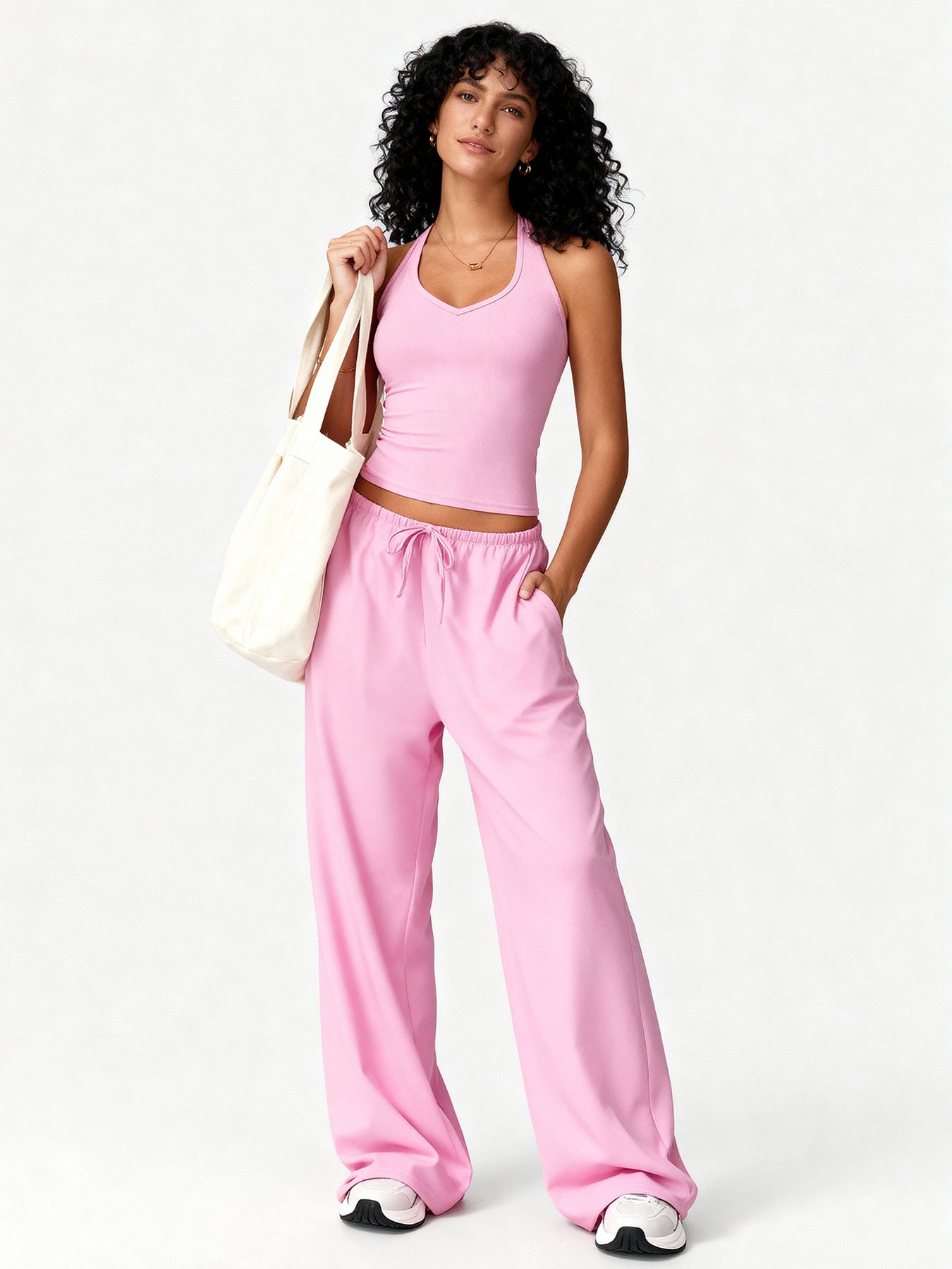 ชุดโยคะเสื้อกั๊กและกางเกงขาบาน แห้งเร็ว ดีไซน์ผูกด้านหลัง เหมาะสำหรับออกกำลังกายและวิ่ง