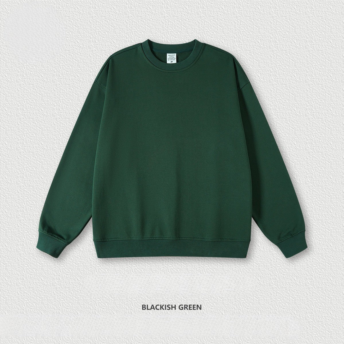 เสื้อฮู้ดคอกลมทรงหลวม ทำจากผ้าขนสัตว์แบบห่วง 440 กรัม สีพื้น มีให้เลือก 11 สี