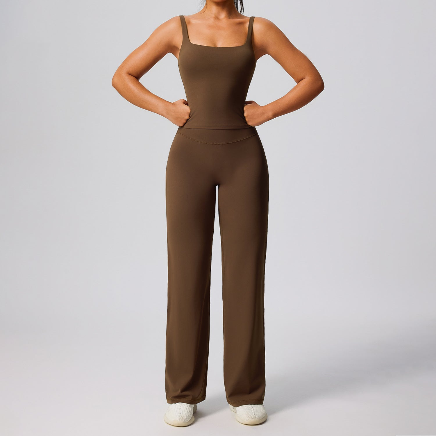 ชุดออกกำลังกายสำหรับผู้หญิงไซส์ใหญ่ สีเนื้อ นู้ด แบบเอสูง ทรงโยคะ