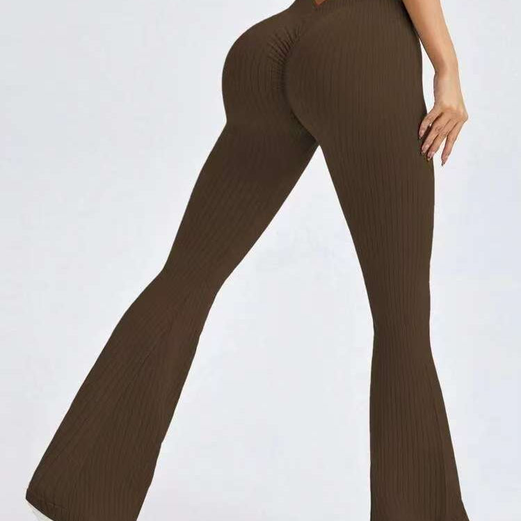 กางเกงโยคะทรงขากว้างเอววีไร้ตะเข็บ 