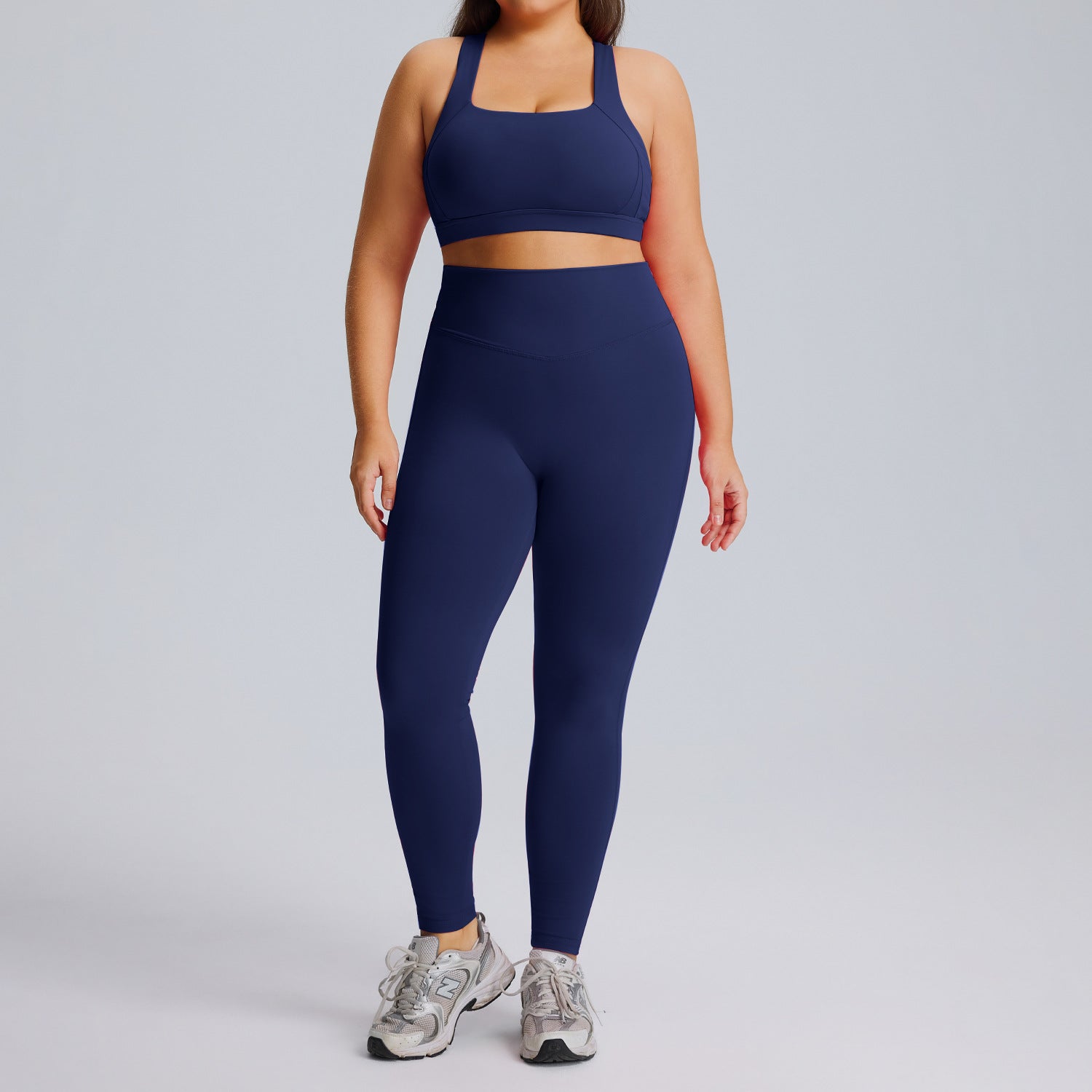 ชุดออกกำลังกายสำหรับผู้หญิงไซส์ใหญ่ สีเนื้อ นู้ด แบบเอสูง ทรงโยคะ