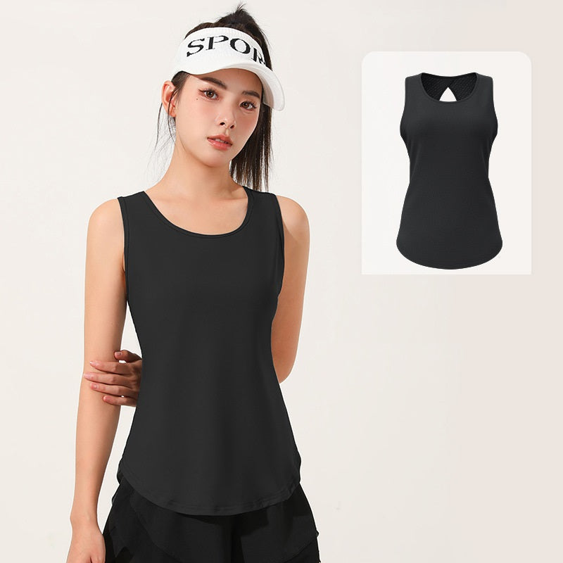 เสื้อกีฬาแขนกุดสำหรับผู้หญิง ทำจากผ้าตาข่ายบางๆ