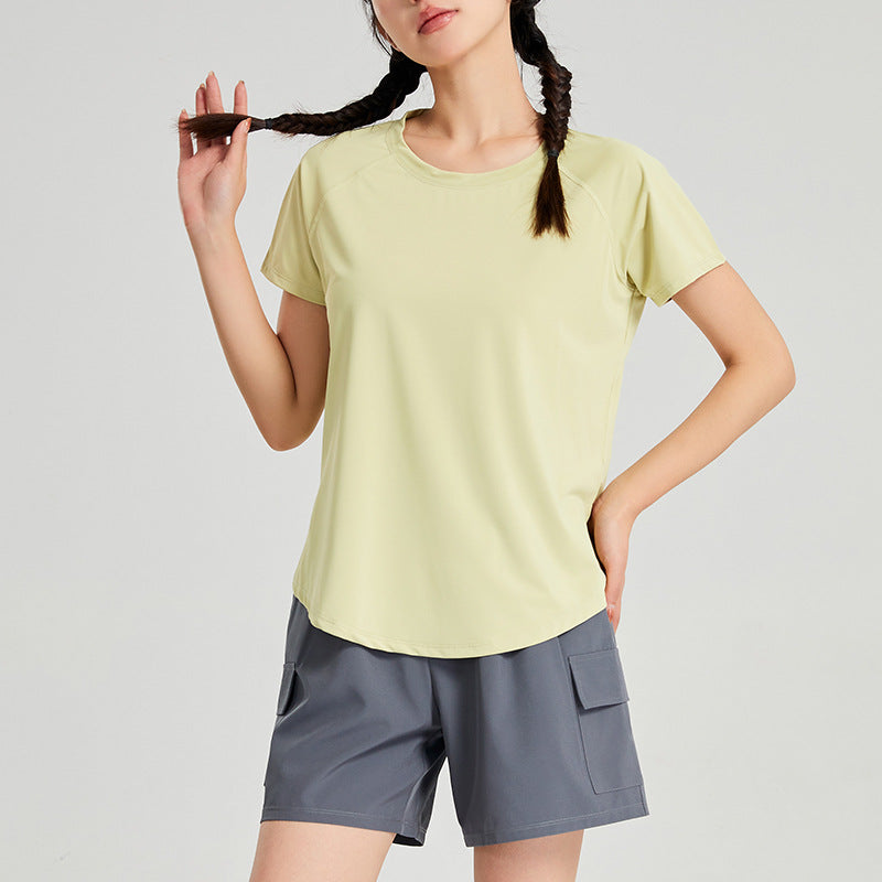 เสื้อยืดแขนสั้นเนื้อบาง แห้งเร็ว สำหรับโยคะไซส์ใหญ่ ทนการเปียกน้ำ