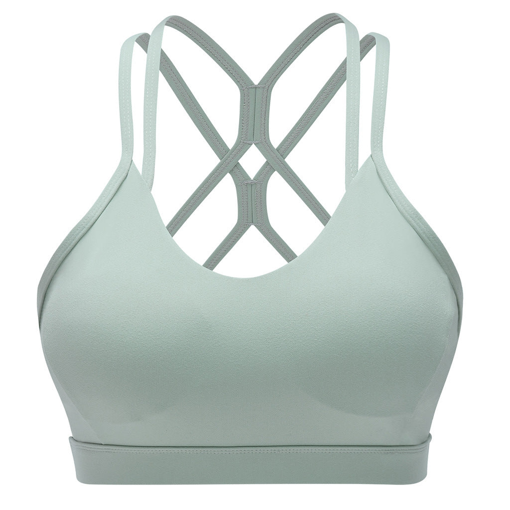 เสื้อกล้ามออกกำลังกายโยคะกันกระแทก บราโยคะสายบางเซ็กซี่ 3 สี