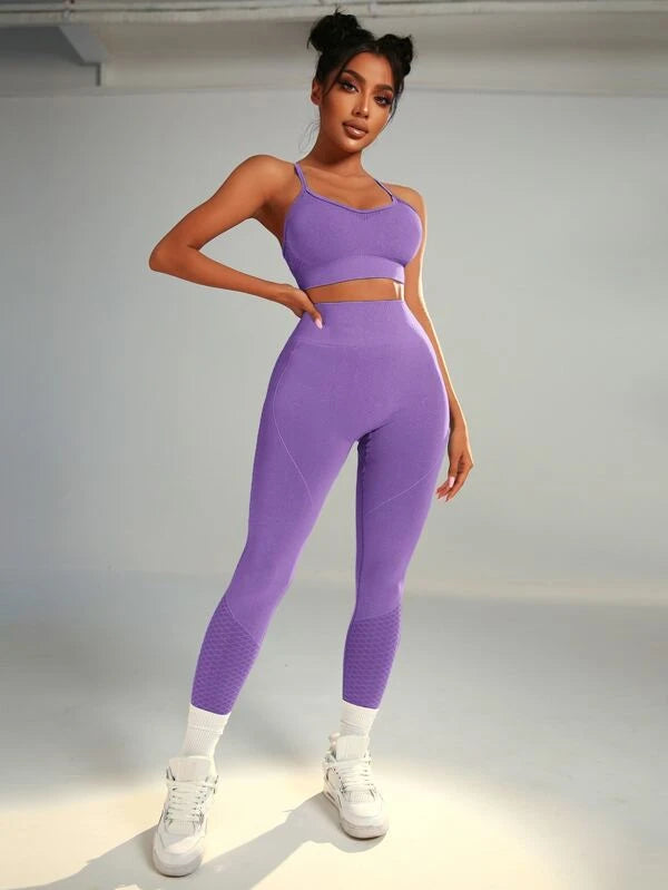 กางเกงเลกกิ้งออกกำลังกายกลางแจ้ง สีพีช เอวสูง กระชับสัดส่วน กางเกงขายาวแบบสองชิ้น มีให้เลือก 10 สี