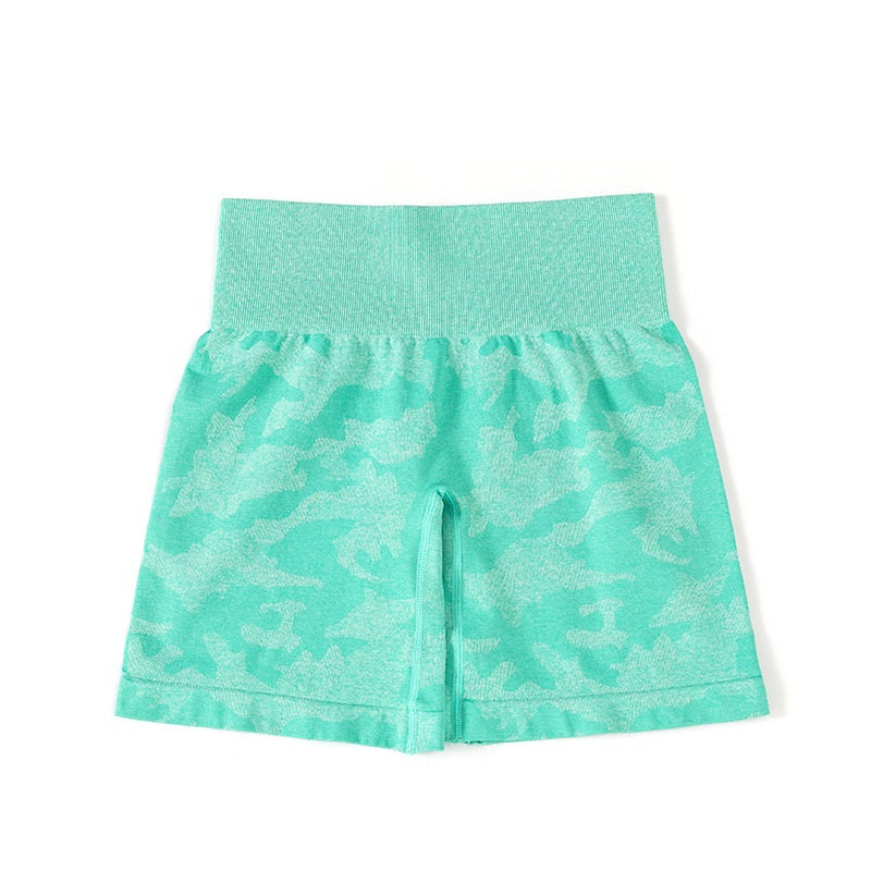 กางเกงขาสั้นโยคะลายพราง ยืดหยุ่น แห้งเร็ว ระบายอากาศได้ดี มีให้เลือก 13 สี