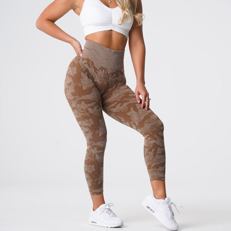 กางเกงโยคะลายพรางสำหรับผู้หญิง ยืดหยุ่น แห้งเร็ว ระบายอากาศได้ดี มีให้เลือก 18 สี