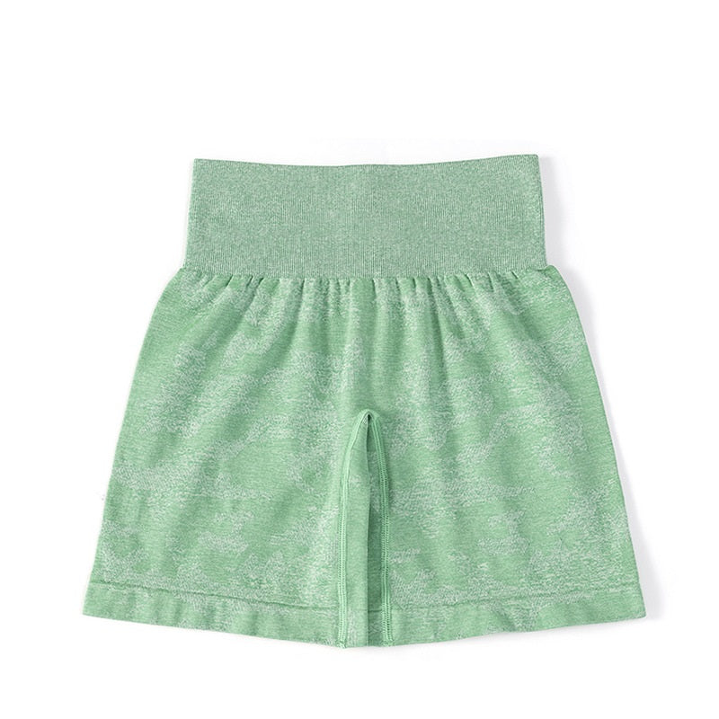 กางเกงขาสั้นโยคะลายพราง ยืดหยุ่น แห้งเร็ว ระบายอากาศได้ดี มีให้เลือก 13 สี