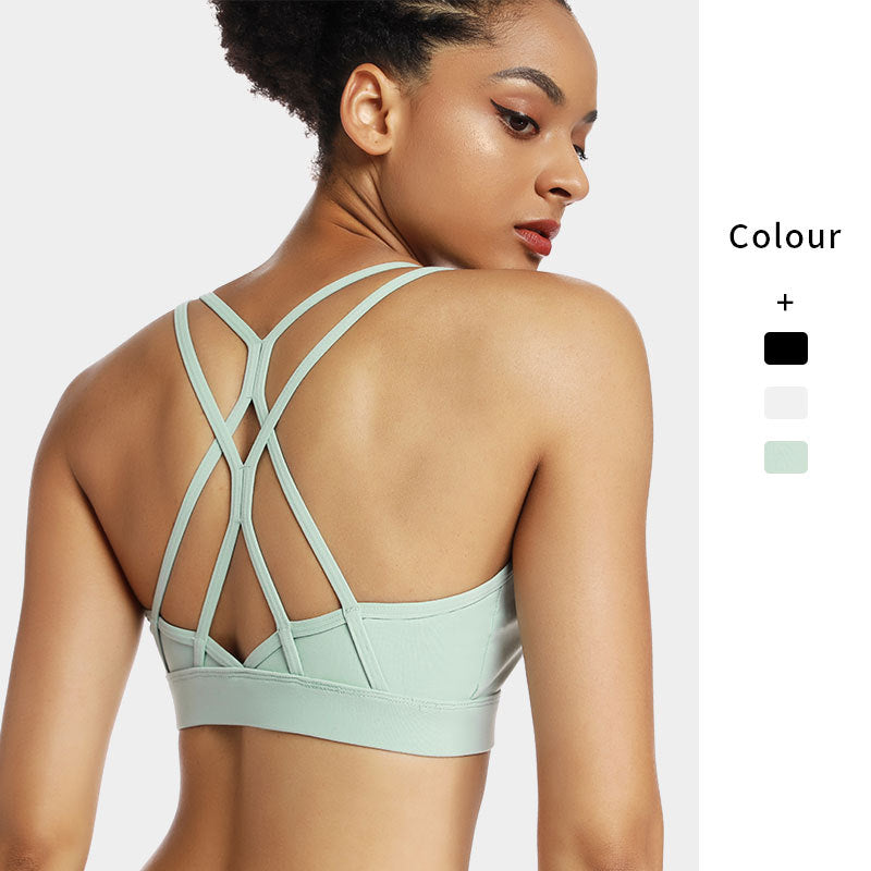 เสื้อกล้ามออกกำลังกายโยคะกันกระแทก บราโยคะสายบางเซ็กซี่ 3 สี