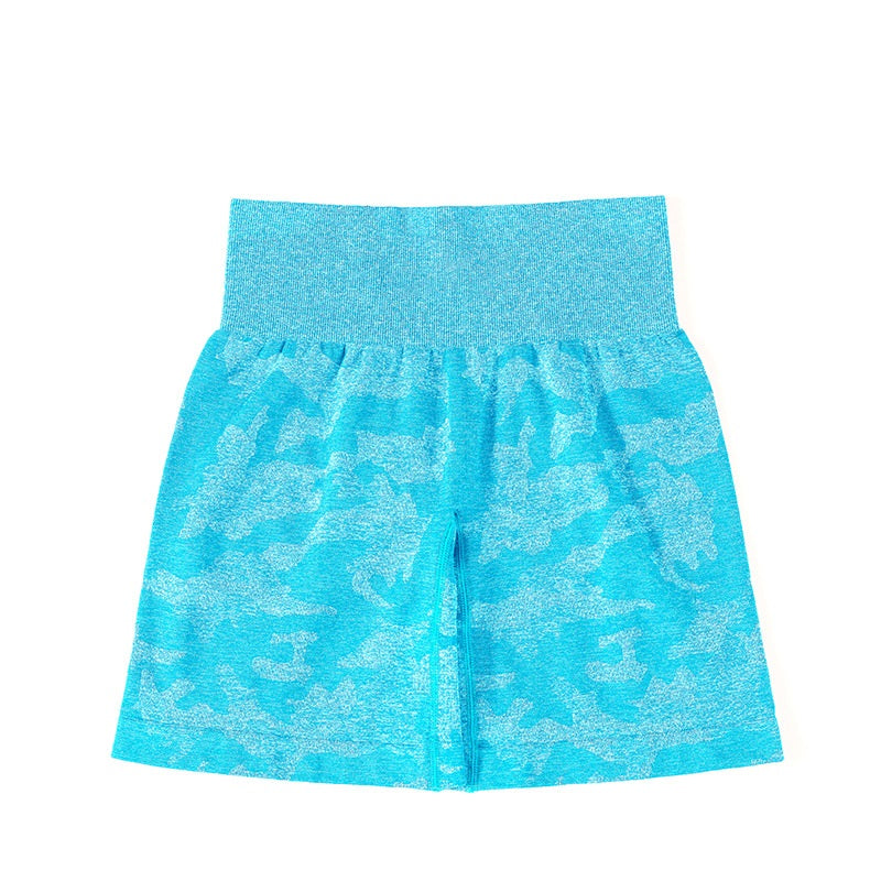 กางเกงขาสั้นโยคะลายพราง ยืดหยุ่น แห้งเร็ว ระบายอากาศได้ดี มีให้เลือก 13 สี