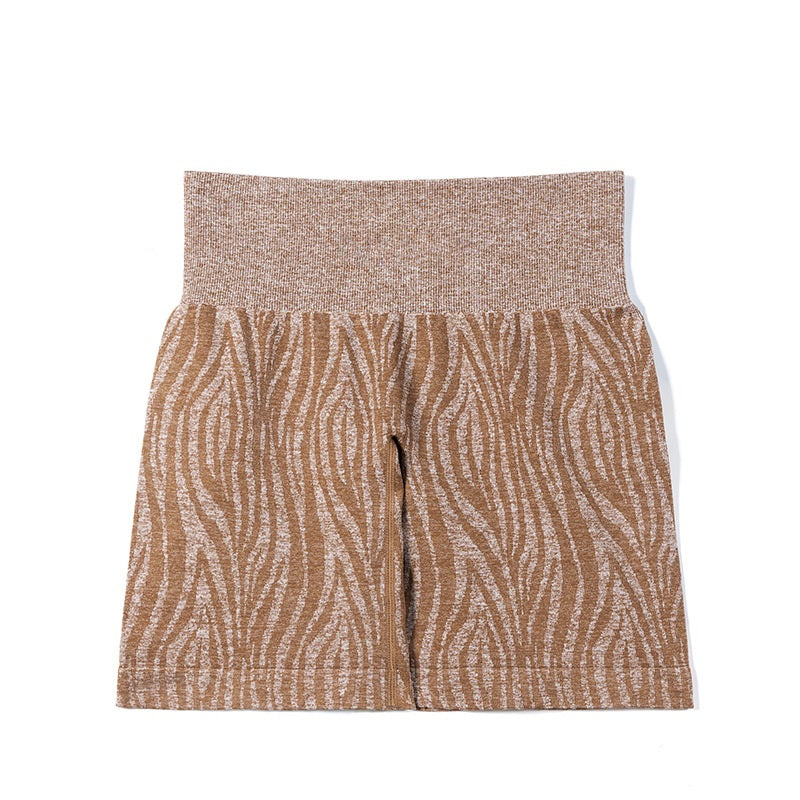 กางเกงโยคะขาสั้นลายม้าลาย ทรงเข้ารูป ยืดหยุ่นสูง สำหรับวิ่ง 5 สี